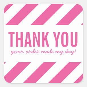 BUSINESS BEDANKT SEAL vet felle streep roze Vierkante Sticker
