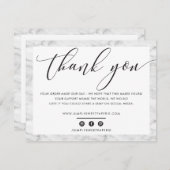 BUSINESS BEDANKT U elegante zwart grijs marmer LOG (Voorkant / Achterkant)