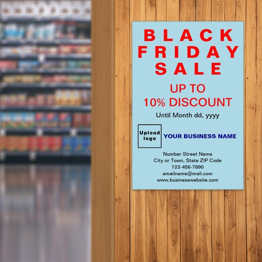 Business Black Vendredi Vente Light Blue Poster