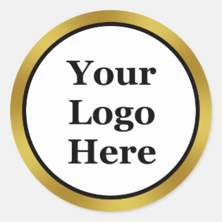 Business Black White en Gold Your Logo hier Ronde Sticker