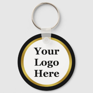 Business Black, White en Gold Your Logo hier Sleutelhanger