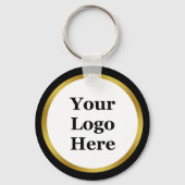 Business Black White Gold 2-zijdig Uw Logo hier Sleutelhanger (Voorkant)