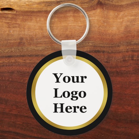 Business Black White Gold 2-zijdig Uw Logo hier Sleutelhanger (Achterkant)