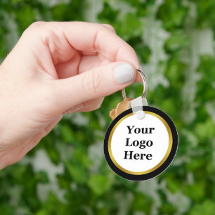 Business Black White Gold 2-zijdig Uw Logo hier Sleutelhanger