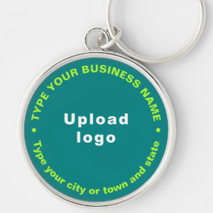 Business Brand Blauwgroen Round Premium-Sleutelhan Sleutelhanger