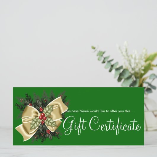 Business Cadeaubonnen Mistletoe & Tan Bow (Staand voorkant)