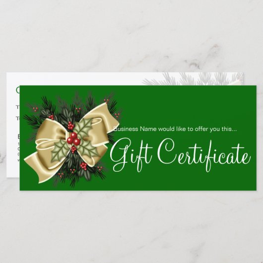 Business Cadeaubonnen Mistletoe & Tan Bow (Voorkant / Achterkant)