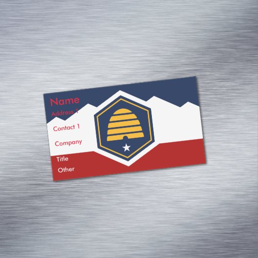 Business Card Magnet with Flag of Utah, US Magnetisch Visitekaartje (Voorbeeld)