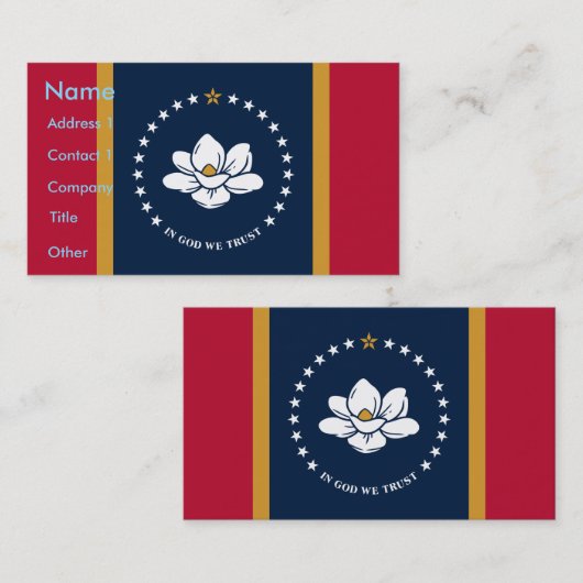 Business Card with Flag of Mississippi State, USA Visitekaartje (Voorkant / Achterkant)