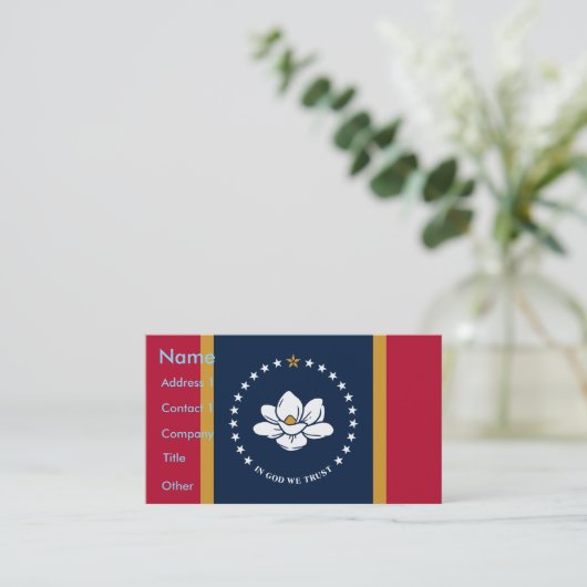 Business Card with Flag of Mississippi State, USA Visitekaartje (Staand voorkant)