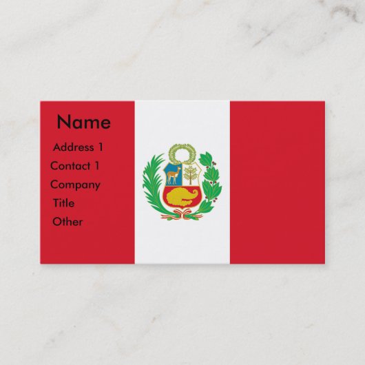 Business Card with Flag of Peru Visitekaartje (Voorkant)