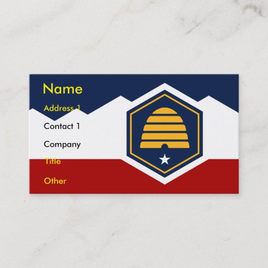 Business Card with Flag of Utah, USA Visitekaartje (Voorkant)
