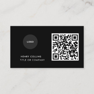 Business Card with QR Code | Black Modern Design Visitekaartje