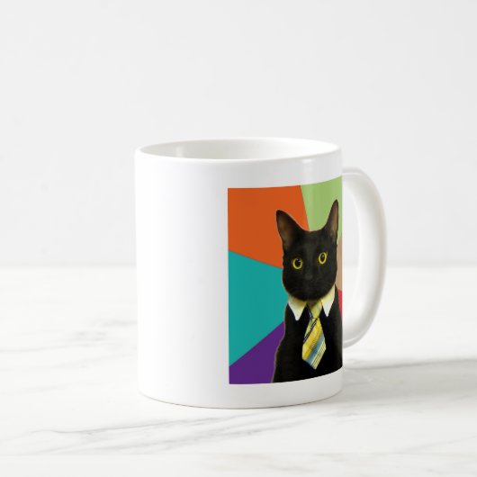 Business Cat Advice Animal Meme Koffiemok (Voorkant rechts)