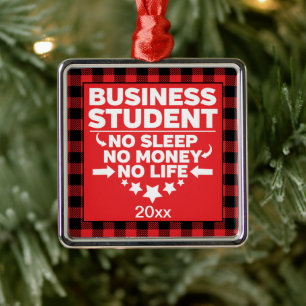 Business College Student Red Pset-mas Metalen Ornament
