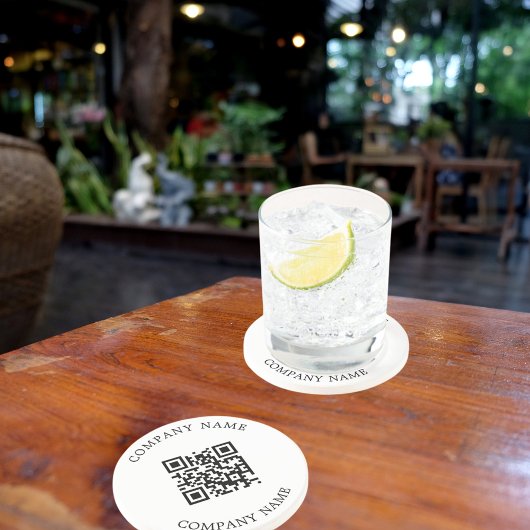 Business company logo tekst QR code Zandsteen Onderzetter