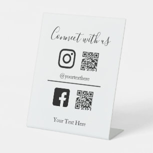 Business Company QR-code Instagram Facebook Sign Reclamebord Met Voetstuk