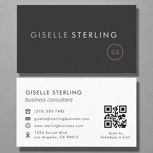 Business Consultant QR Code Luxury Black Visitekaartje