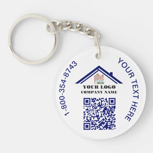 Business Custom Logo QR Code Sleutelhanger (Voorkant)