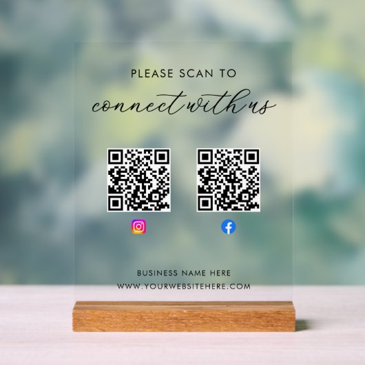 Business Custom QR Code Acryl Bord (Neutraal)