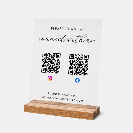 Business Custom QR Code Acryl Bord (Hoek)