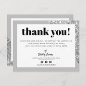 BUSINESS DANK U chic glam grijs zilver LOGO Bedankkaart (Voorkant / Achterkant)