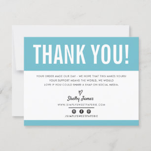 BUSINESS DANK U chic modern aqua LOGO Bedankkaart