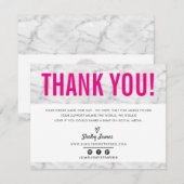 BUSINESS DANK U chic modern grijs heet roze LOGO Bedankkaart (Voorkant / Achterkant)