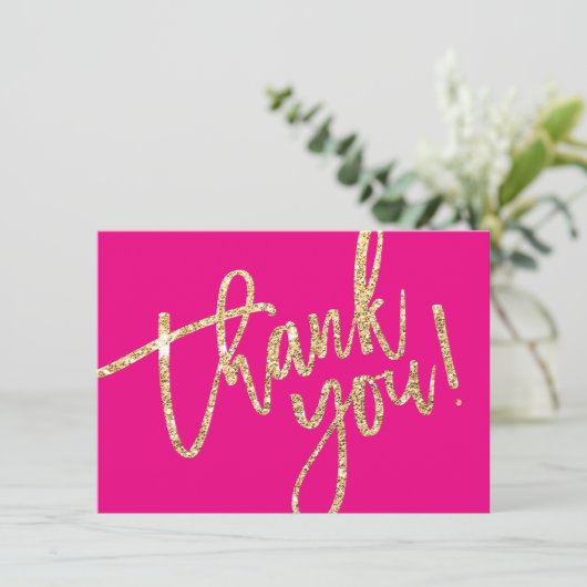 BUSINESS DANK U modern script insert roze logo Bedankkaart (Staand voorkant)