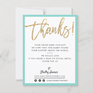 BUSINESS DANK U moderne chique gouden glitter munt Bedankkaart