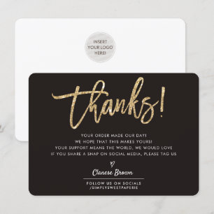 BUSINESS DANK U moderne chique gouden glitter zwar Bedankkaart