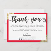 BUSINESS DANK U moderne hoek script rood goud Bedankkaart (Voorkant)