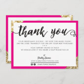 BUSINESS DANK U moderne hoek script roze goud Bedankkaart (Voorkant / Achterkant)