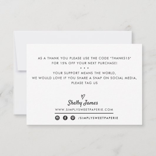 BUSINESS DANK U moderne inkt order insert roze Bedankkaart (Achterkant)