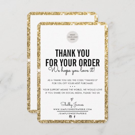 BUSINESS DANK U moderne order insert glitter Bedankkaart (Voorkant / Achterkant)