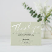 BUSINESS DANK U moderne salie groene witte inkt Bedankkaart (Staand voorkant)