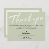 BUSINESS DANK U moderne salie groene witte inkt Bedankkaart (Voorkant / Achterkant)