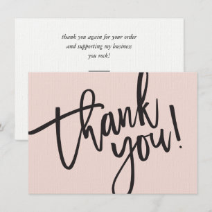 BUSINESS DANK U moderne script insert blush roze Bedankkaart