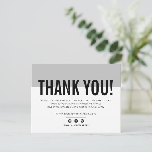 BUSINESS DANK U moderne vet bord grijs LOGO Bedankkaart (Staand voorkant)