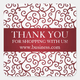 Business dank u moderne wervelingen rood vierkante sticker