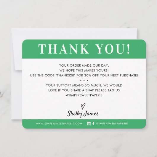 BUSINESS DANK U professionele moderne kelly groen Bedankkaart (Voorkant)