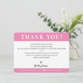 BUSINESS DANK U professionele moderne snoep roze Bedankkaart (Staand voorkant)