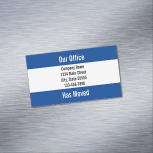 Business Dark Blue en White Moving Announge Magnetisch Visitekaartje