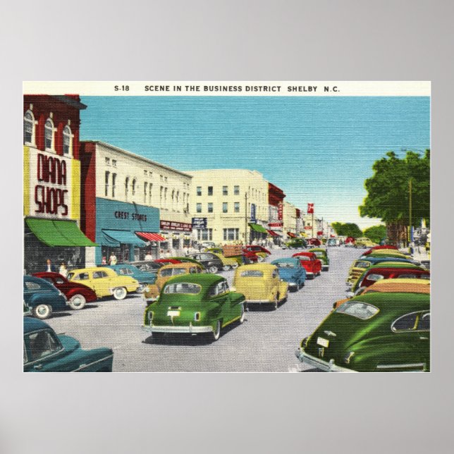 Business District, Shelby, North Carolina  Poster (Voorkant)