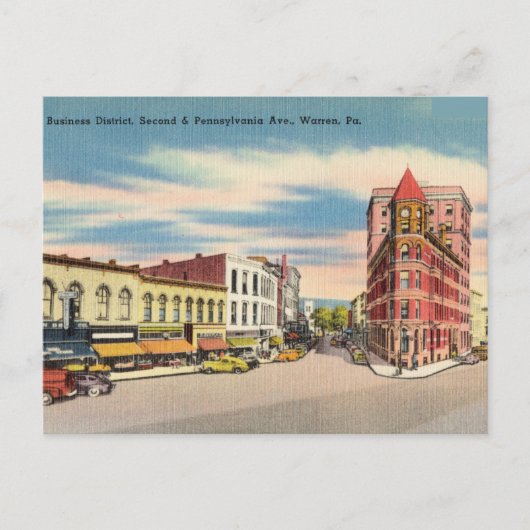  Business District, Warren Pennsylvania Briefkaart (Voorkant)