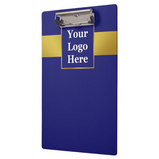 Business Donkerblauw en Goud Uw Logo Professional Klembord (Links)