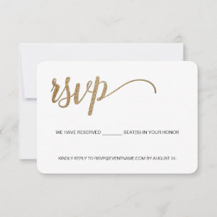 Business event logo faux Gold Script-e-mail RSVP Kaartje
