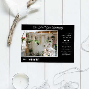 Business Event   Zwarte Moderne Minimale Foto Kaart