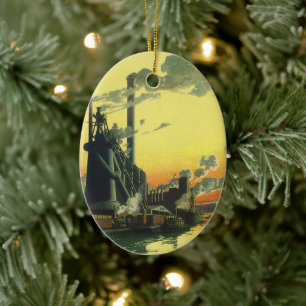  Business Factory, Manufacturing on a Dock Keramisch Ornament