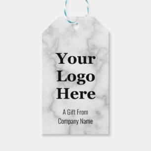 Business Faux White Marble Your Logo Sjabloon Cadeaulabel
